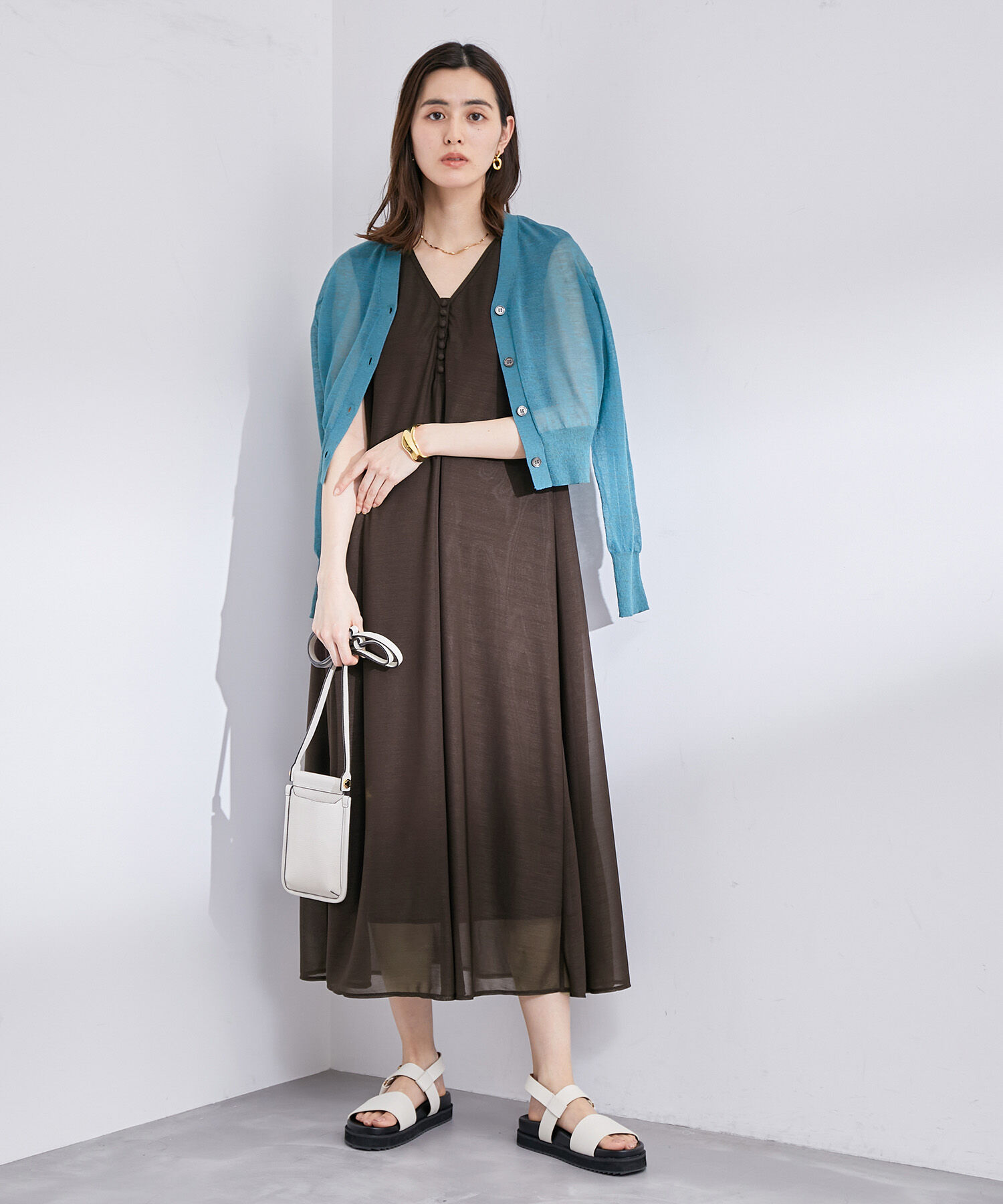 ROPE「【雑誌掲載】【洗える】【新色追加】エスパンディAラインシアーワンピース」|ワンピース|