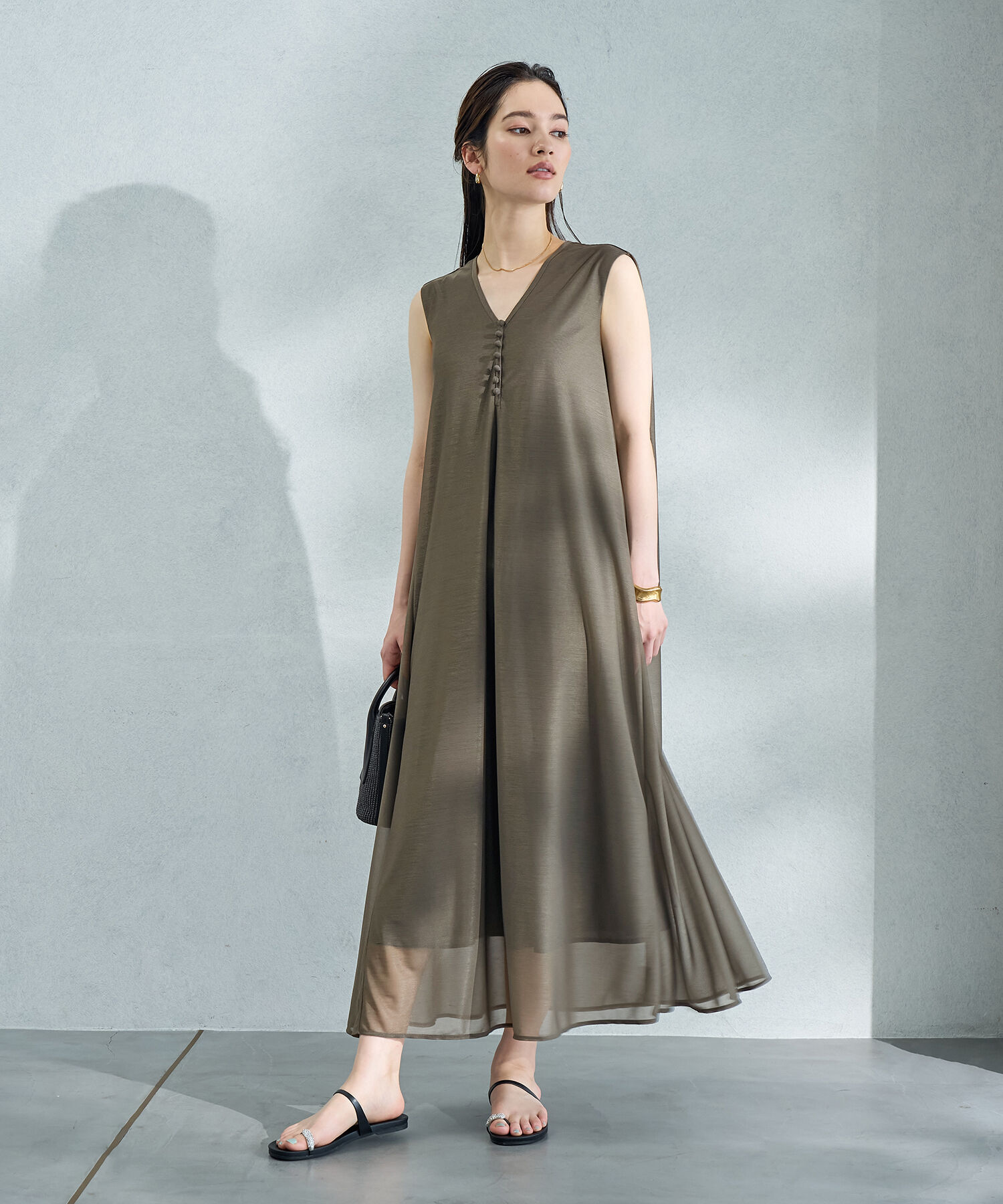 ROPE「【雑誌掲載】【洗える】【新色追加】エスパンディAラインシアーワンピース」|ワンピース|