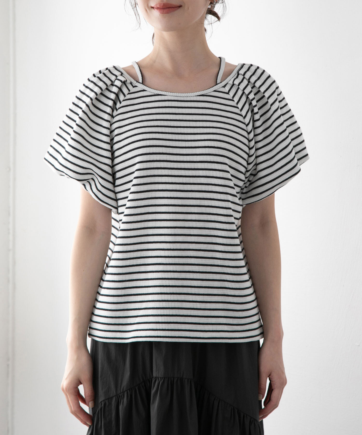 VIS「【洗える】前後2WAYスクエアネックカットソー」|Tシャツ・カットソー|