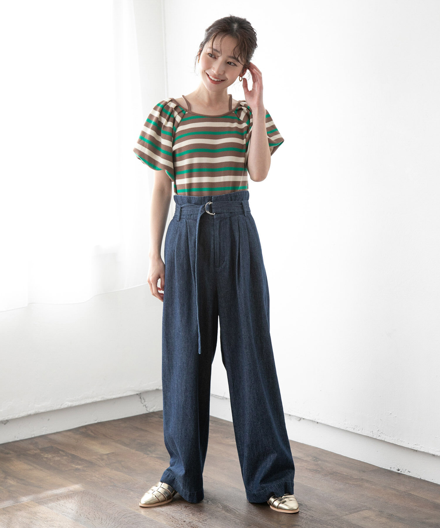 VIS「【洗える】前後2WAYスクエアネックカットソー」|Tシャツ・カットソー|