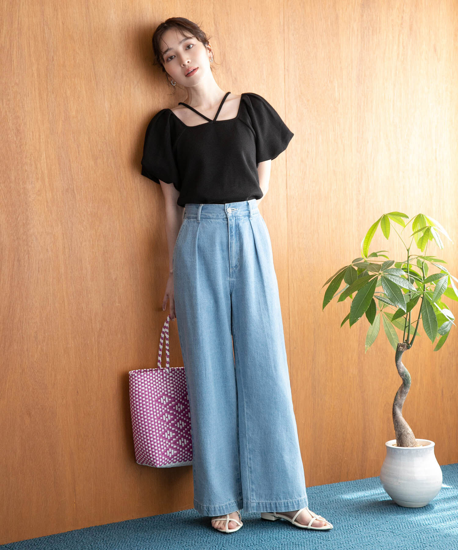 VIS「【洗える】前後2WAYスクエアネックカットソー」|Tシャツ・カットソー|