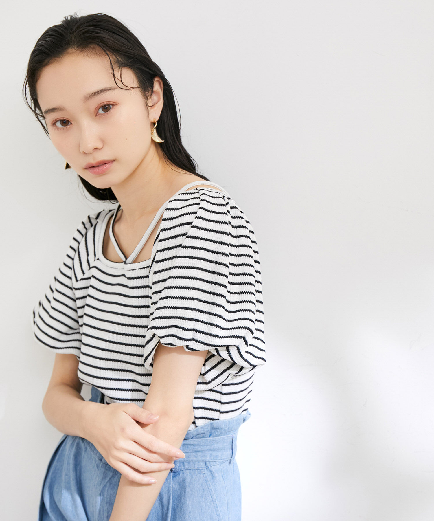 VIS「【洗える】前後2WAYスクエアネックカットソー」|Tシャツ・カットソー|