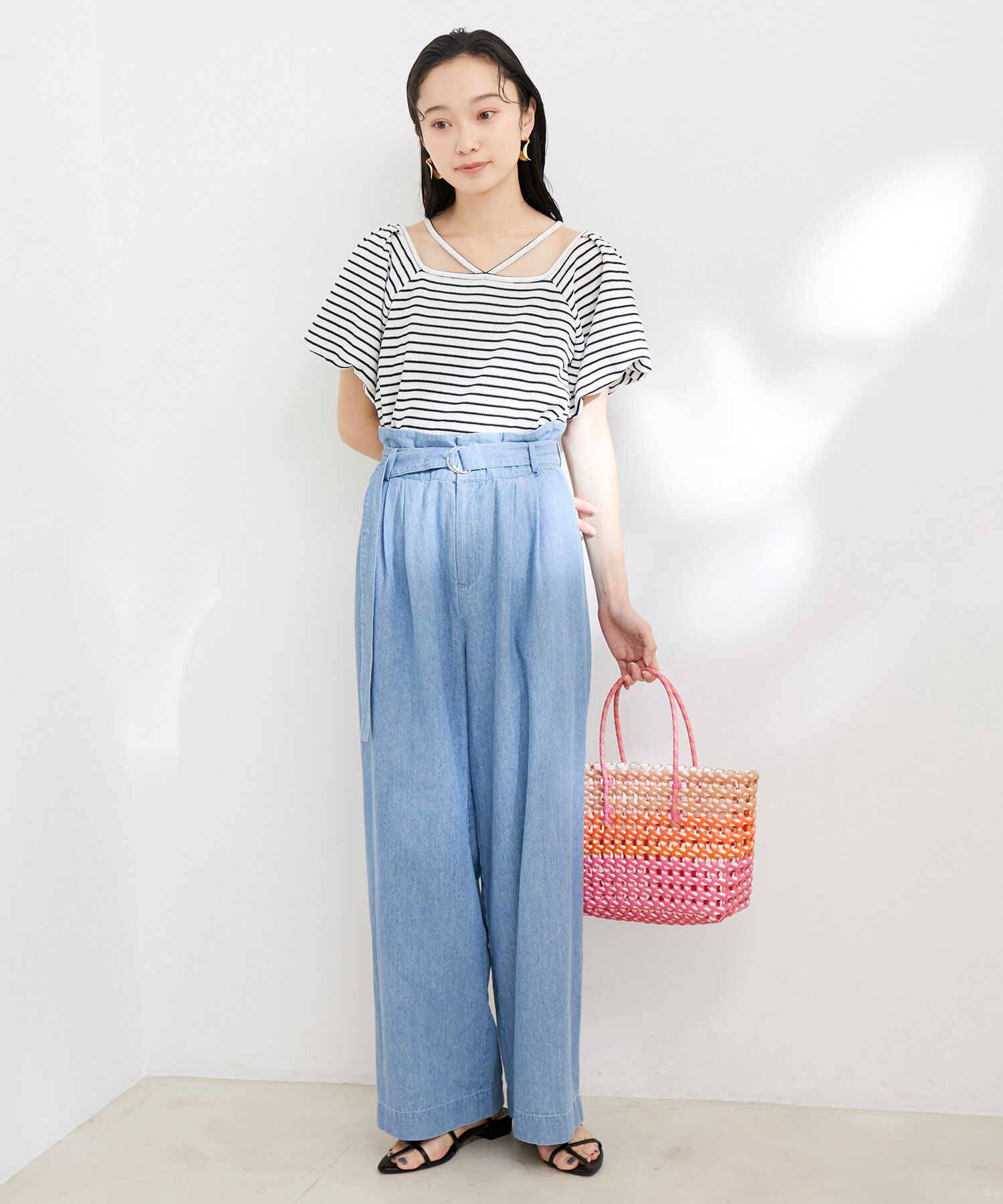 VIS「【洗える】前後2WAYスクエアネックカットソー」|Tシャツ・カットソー|