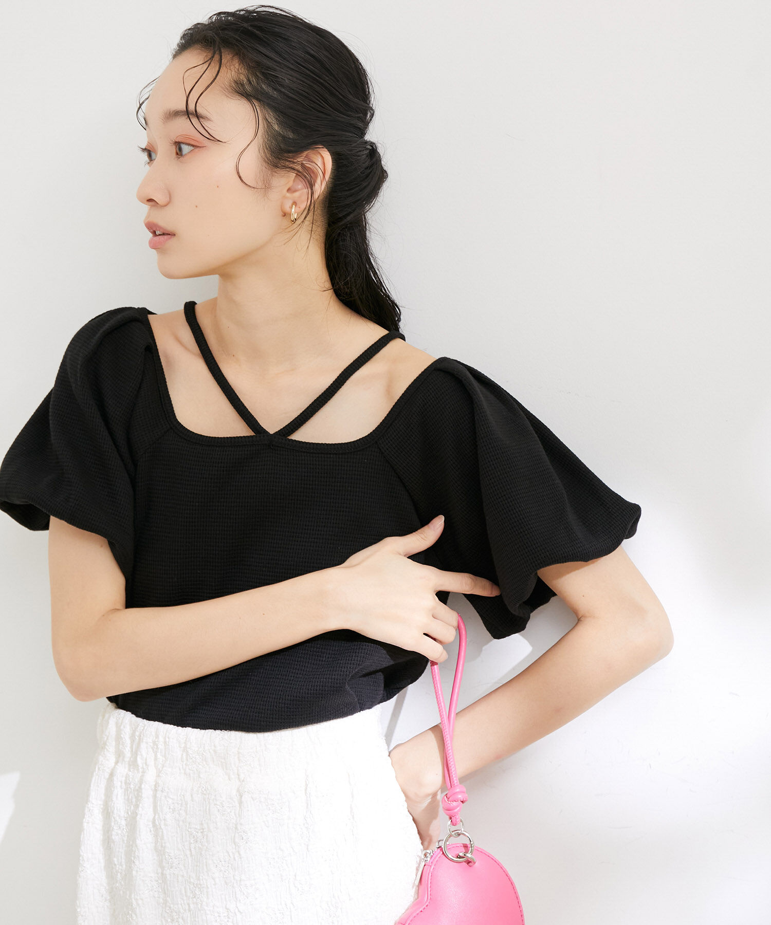 VIS「【洗える】前後2WAYスクエアネックカットソー」|Tシャツ・カットソー|