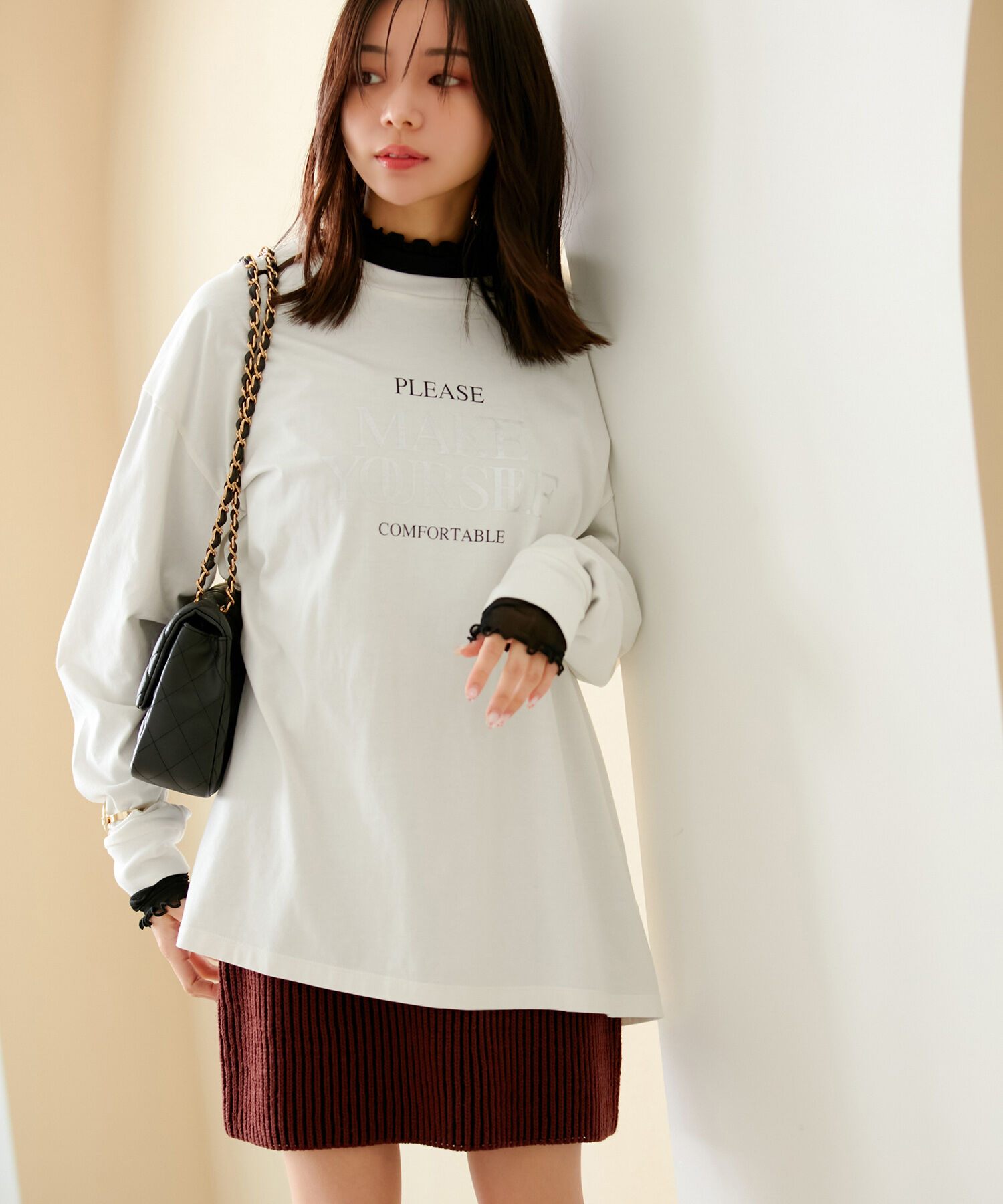 VIS「【洗える】ロゴ＆フォト箔プリントアソートロングTシャツ」|Tシャツ・カットソー|