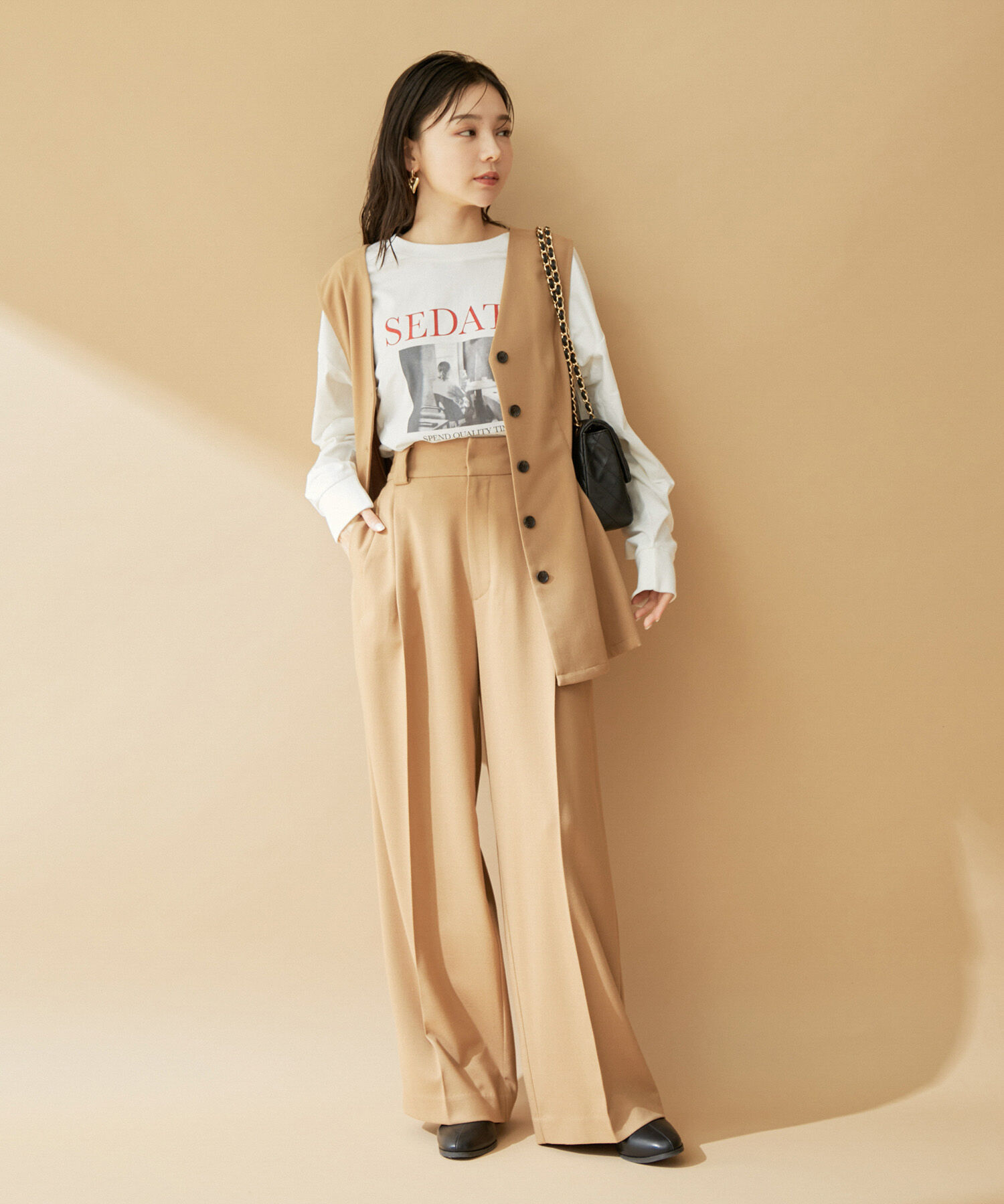 VIS「【洗える】ロゴ＆フォト箔プリントアソートロングTシャツ」|Tシャツ・カットソー|