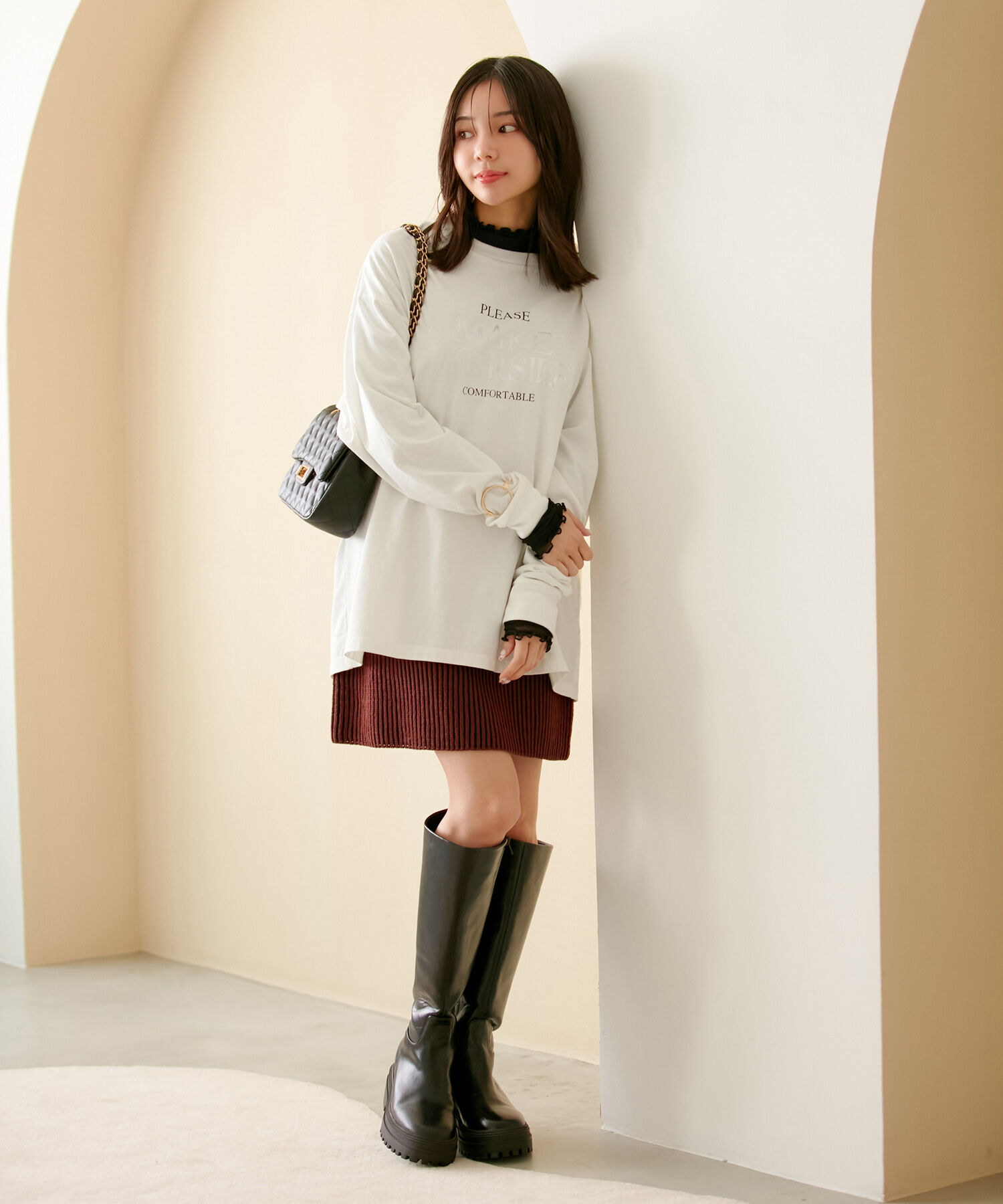 VIS「【洗える】ロゴ＆フォト箔プリントアソートロングTシャツ」|Tシャツ・カットソー|