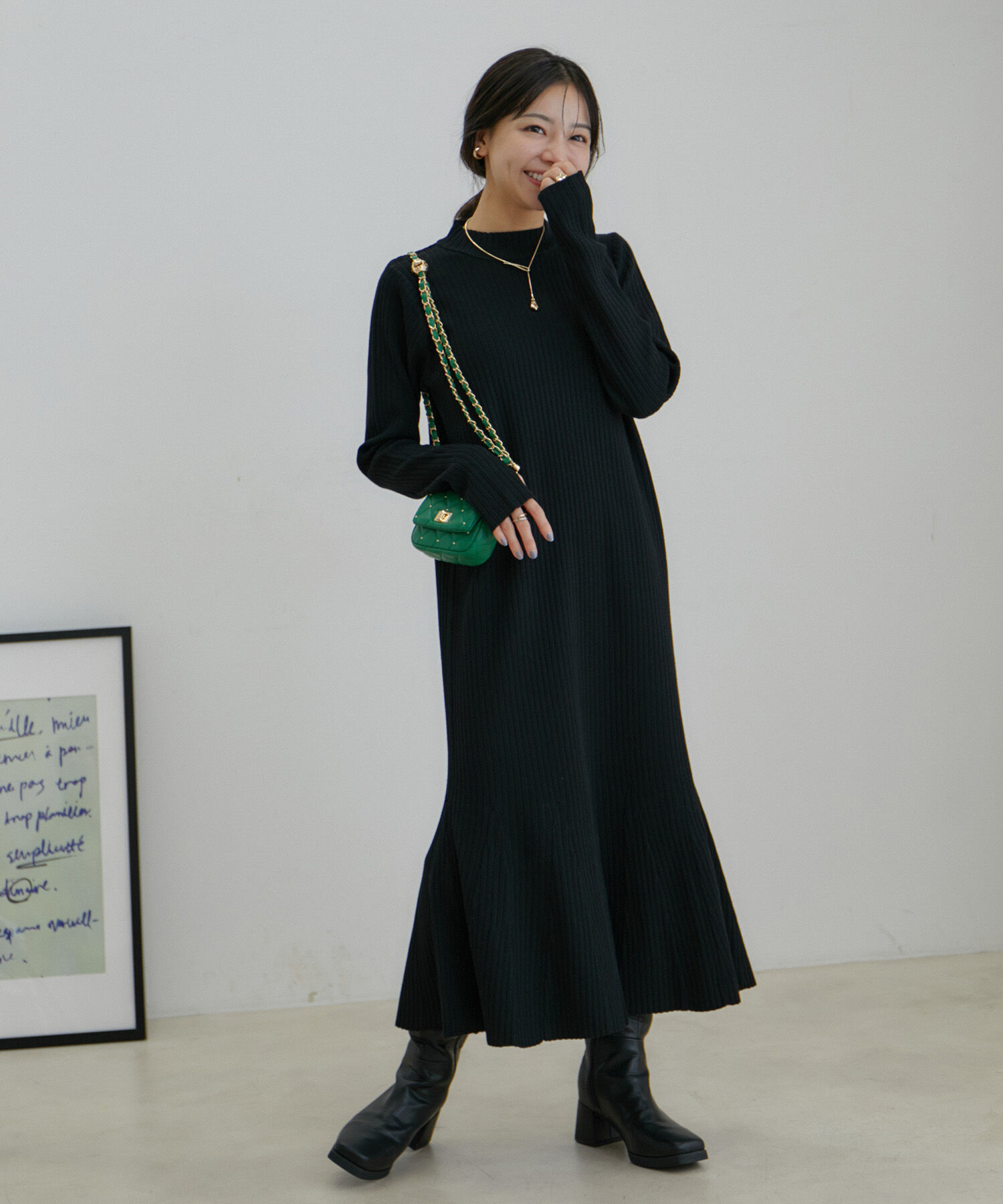 VIS「【WEB限定】針抜きリブマーメイドニットワンピース」|ワンピース|