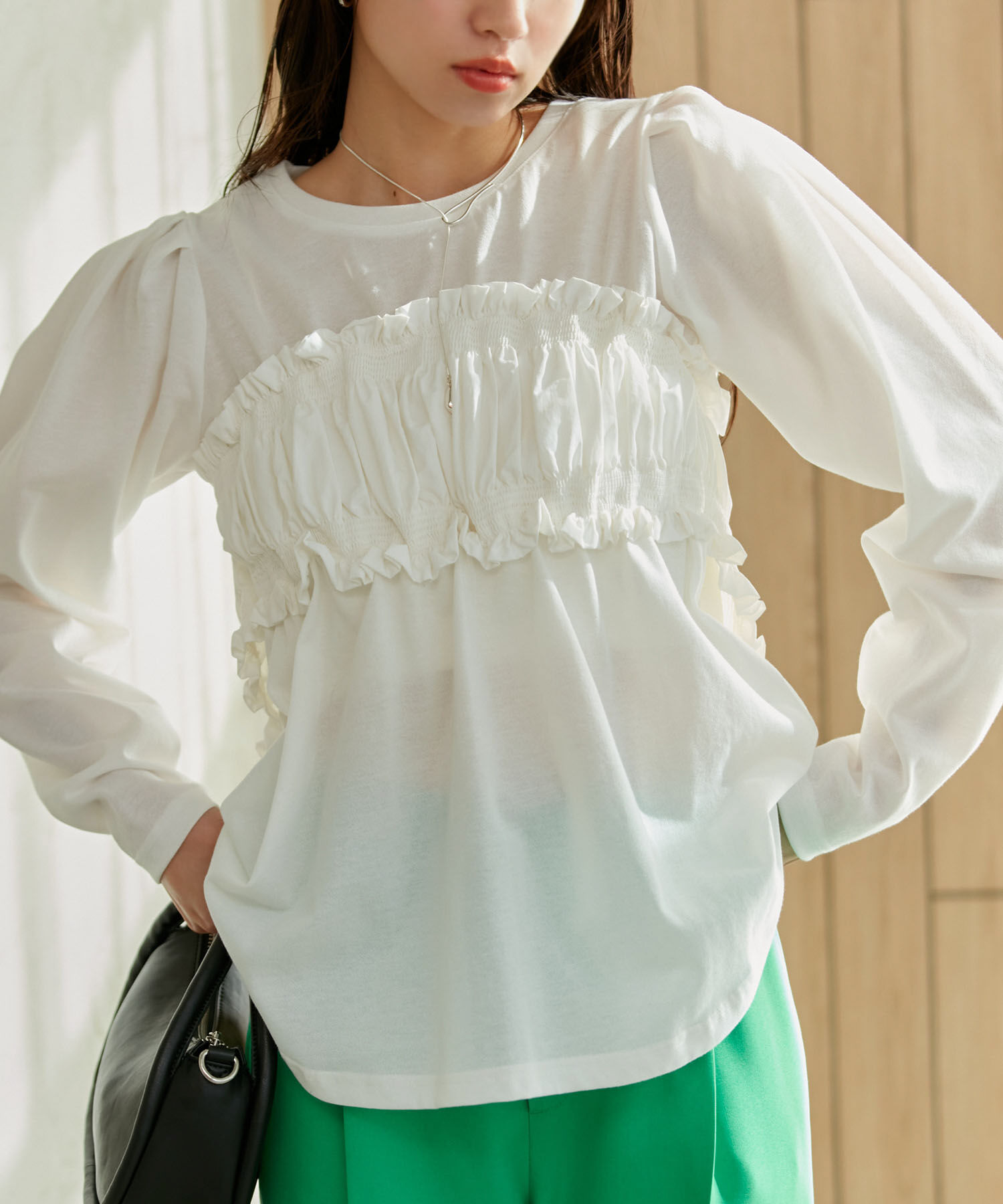 VIS「ビスチェドッキングデザインロングTシャツ」|Tシャツ・カットソー|