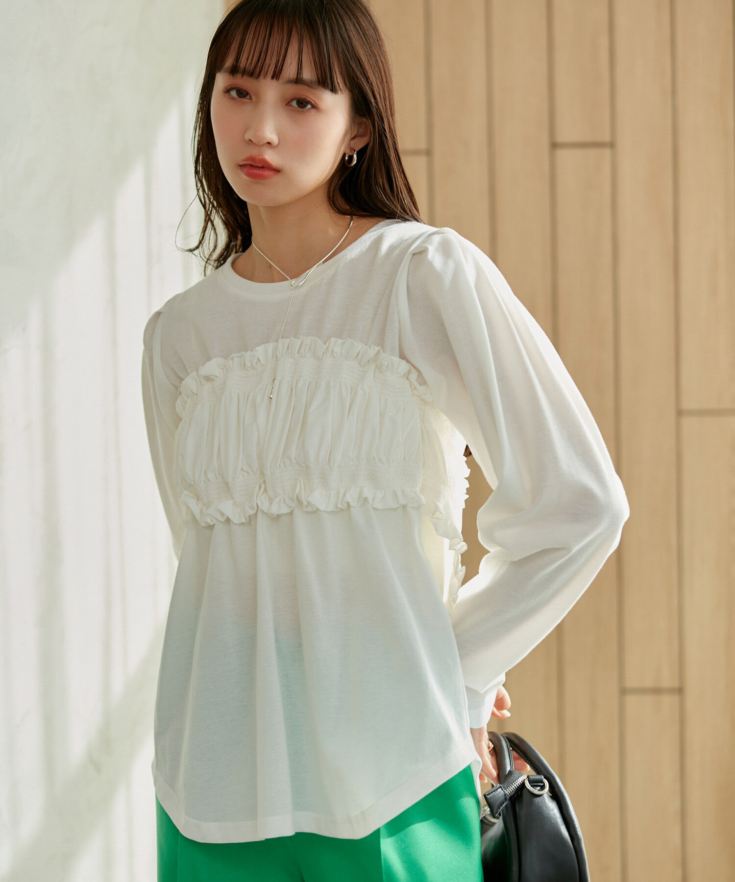 VIS「ビスチェドッキングデザインロングTシャツ」|Tシャツ・カットソー|