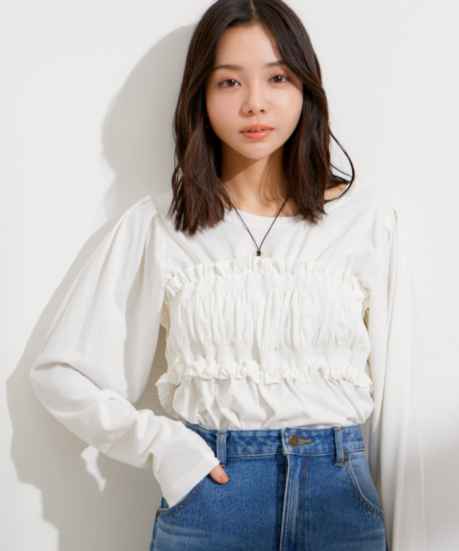 VIS「ビスチェドッキングデザインロングTシャツ」|Tシャツ・カットソー|