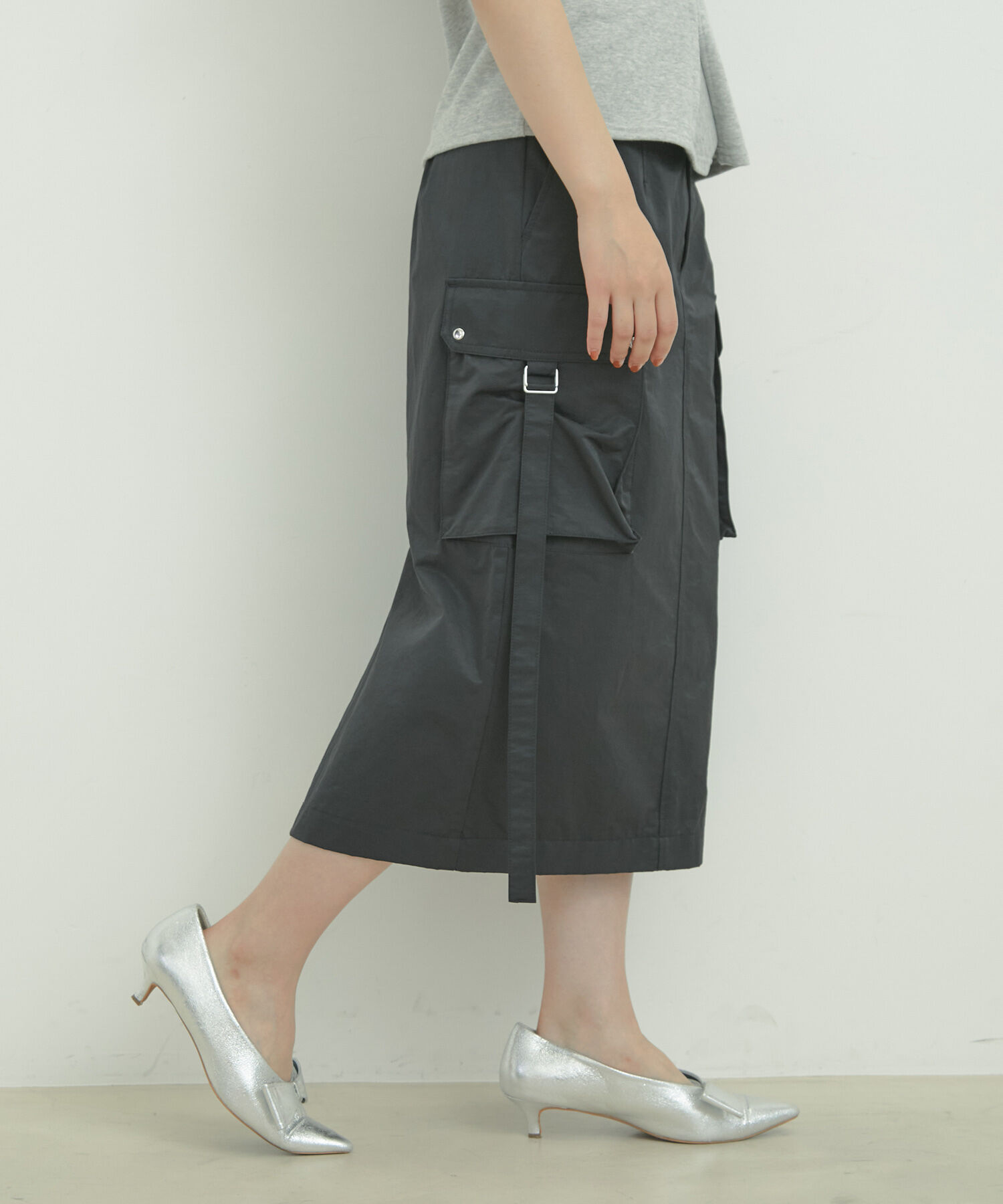 VIS「ミモレ丈ミリタリーカーゴスカート」|スカート|