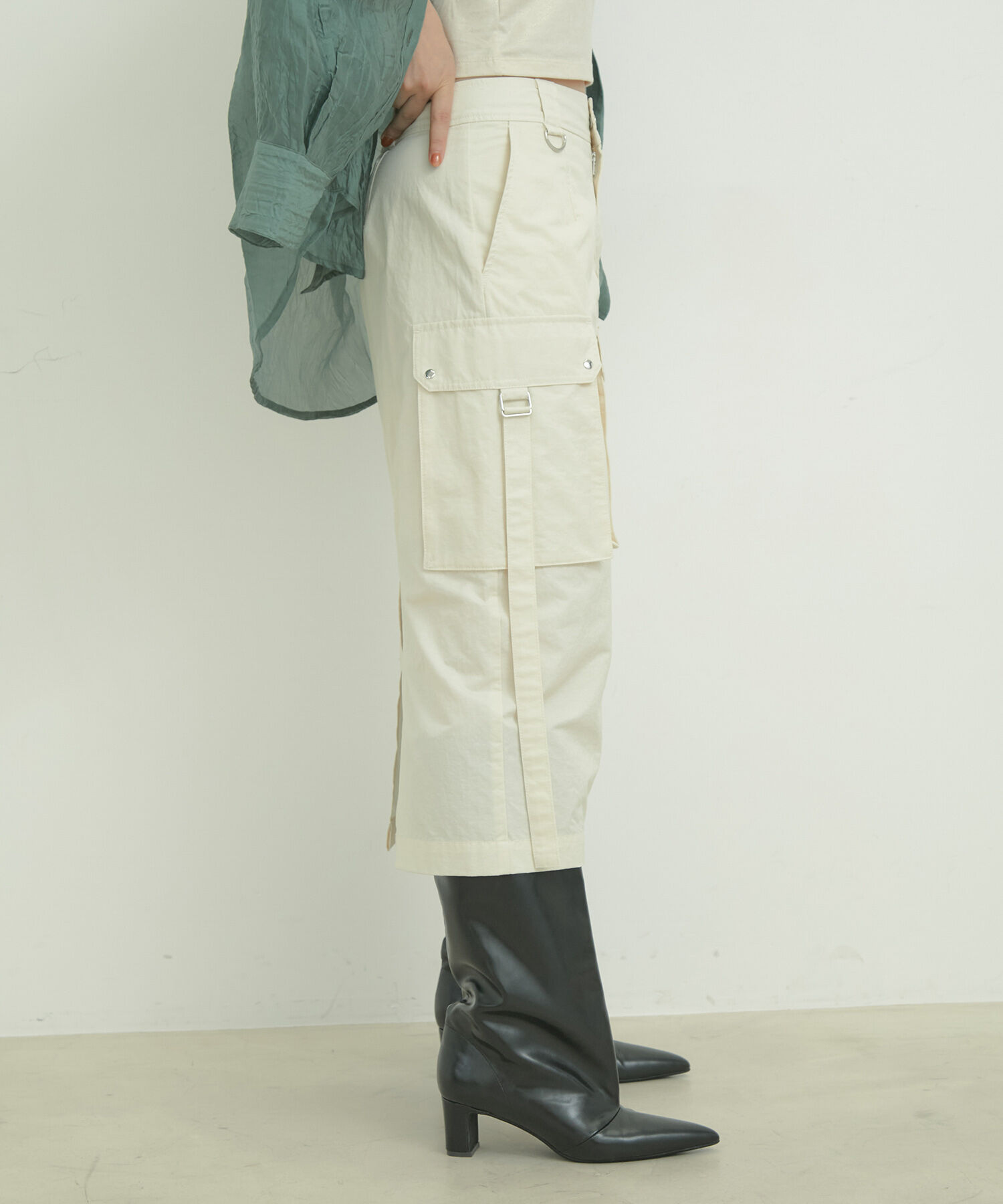 VIS「ミモレ丈ミリタリーカーゴスカート」|スカート|