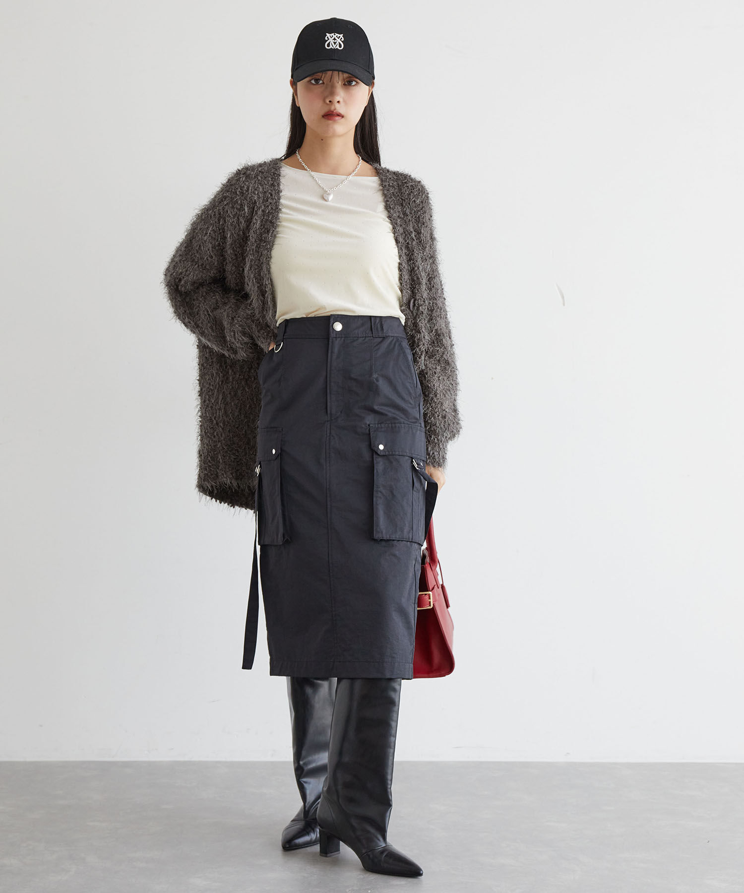 VIS「ミモレ丈ミリタリーカーゴスカート」|スカート|