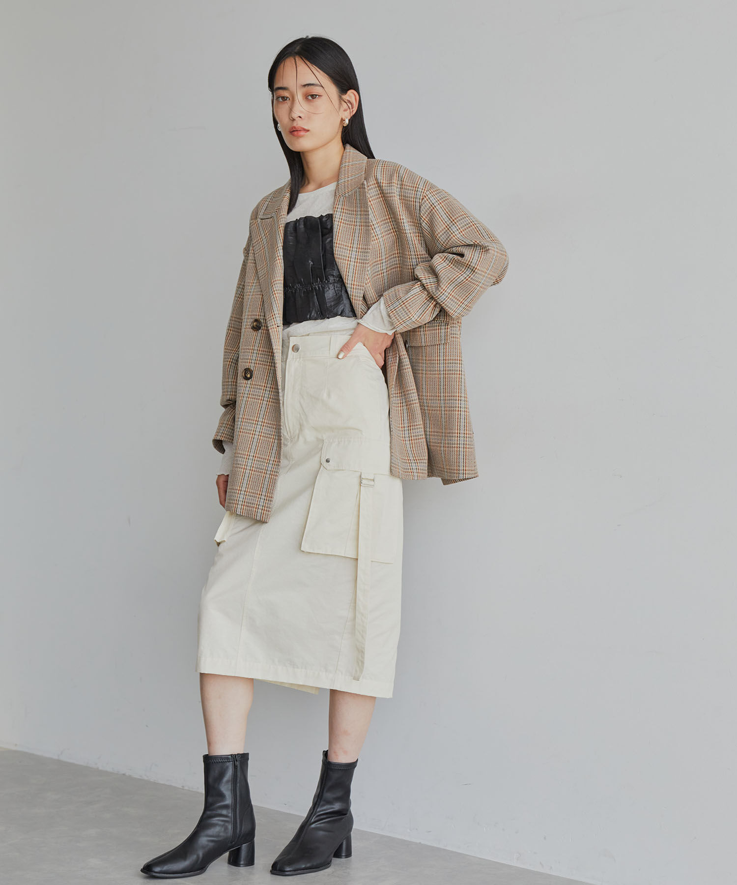 VIS「ミモレ丈ミリタリーカーゴスカート」|スカート|