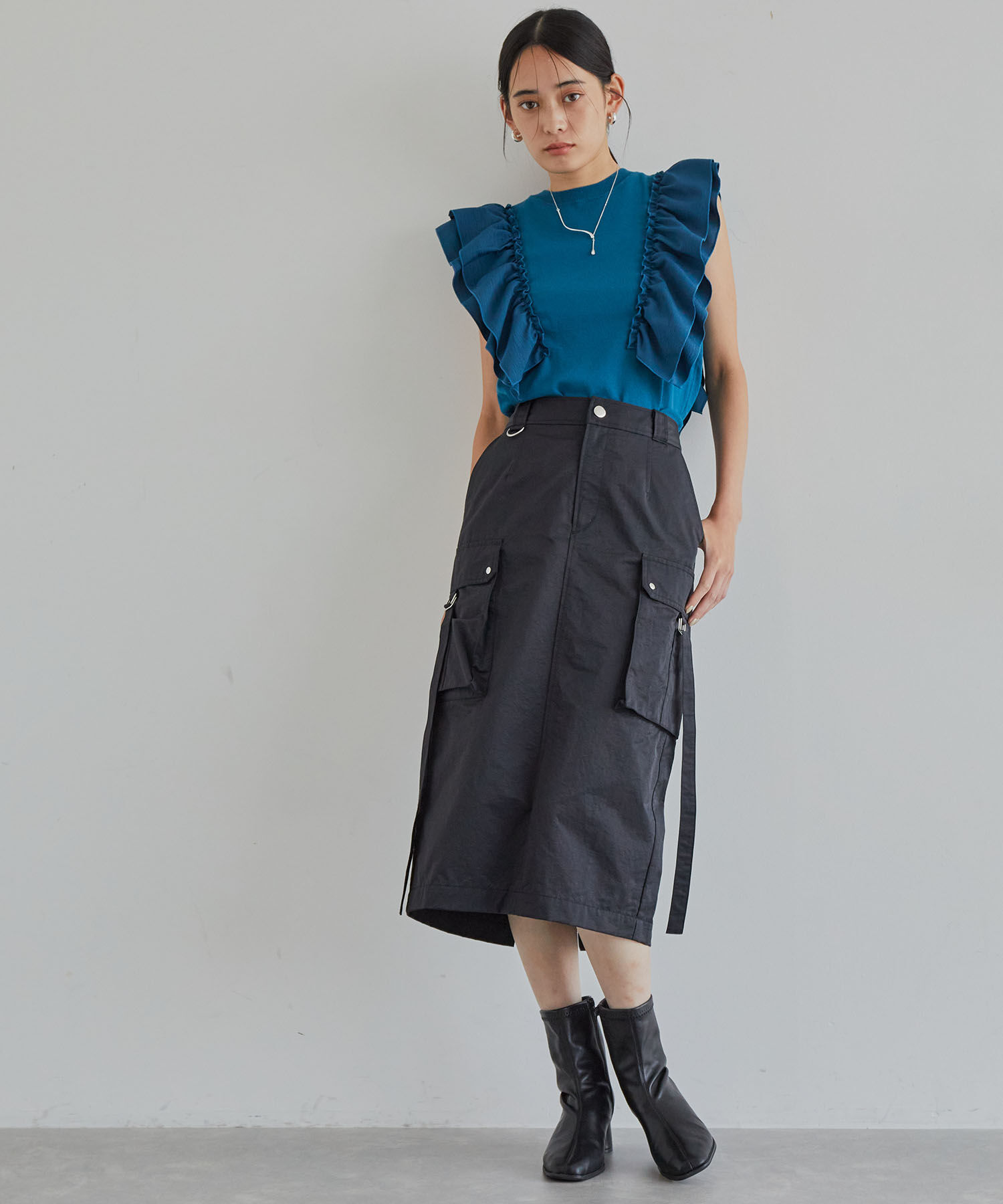 VIS「ミモレ丈ミリタリーカーゴスカート」|スカート|