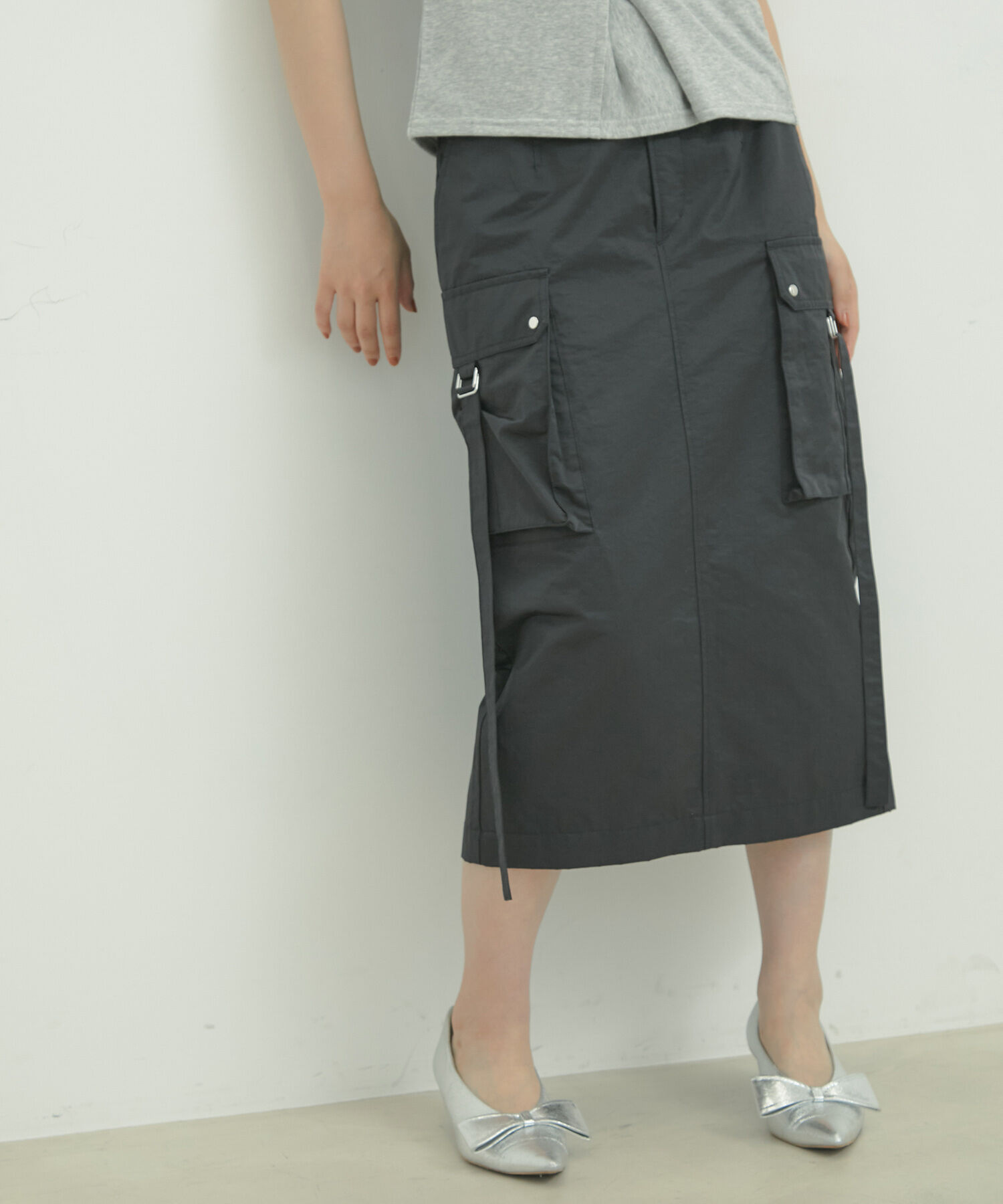 VIS「ミモレ丈ミリタリーカーゴスカート」|スカート|