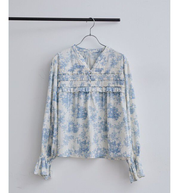 VIS「割繊シャーリングミニフリルブラウス/洗える」|シャツ・ブラウス|