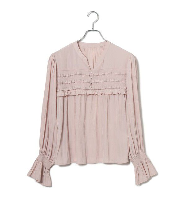 VIS「割繊シャーリングミニフリルブラウス/洗える」|シャツ・ブラウス|