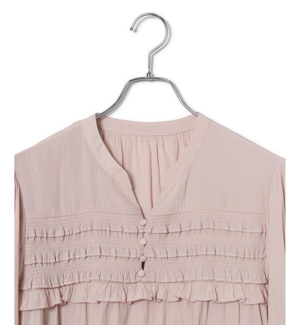 VIS「割繊シャーリングミニフリルブラウス/洗える」|シャツ・ブラウス|