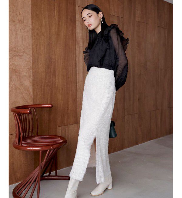 VIS「割繊シャーリングミニフリルブラウス/洗える」|シャツ・ブラウス|