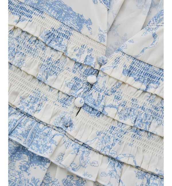 VIS「割繊シャーリングミニフリルブラウス/洗える」|シャツ・ブラウス|