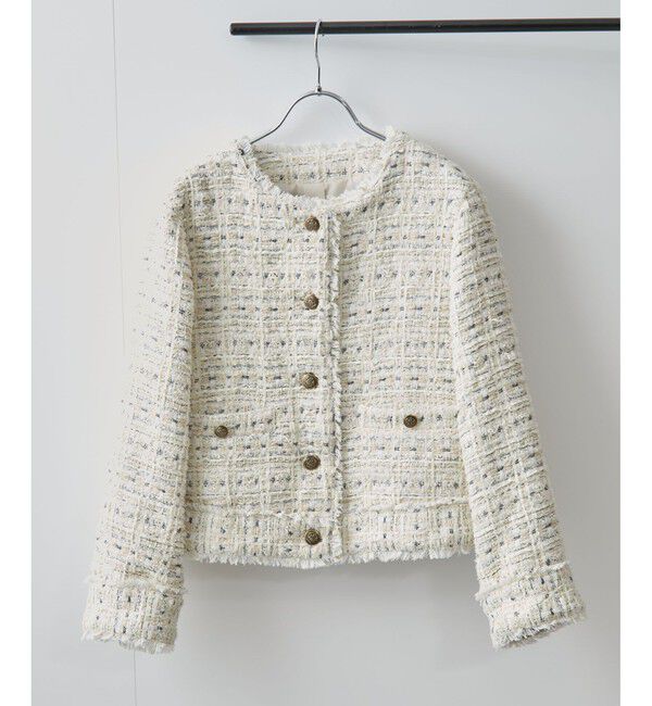 VIS「ツイードノーカラージャケット」|ノーカラージャケット|