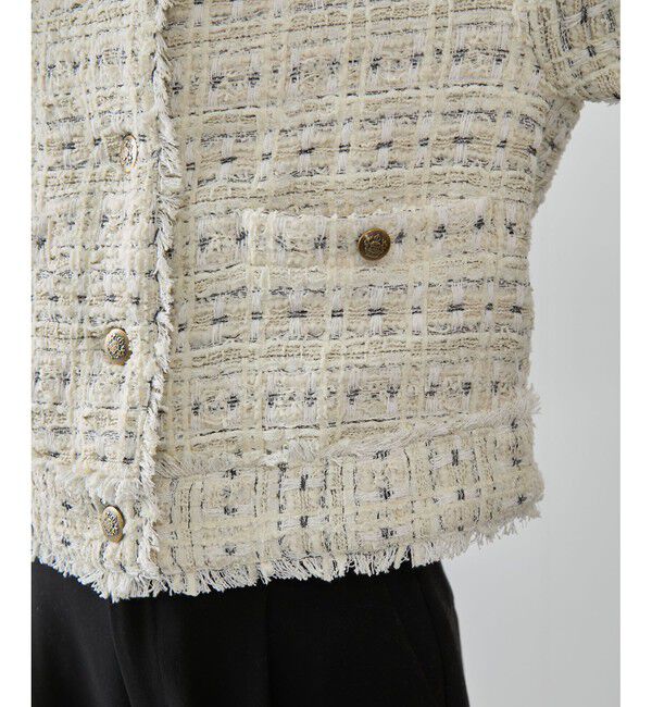 VIS「ツイードノーカラージャケット」|ノーカラージャケット|