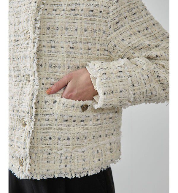 VIS「ツイードノーカラージャケット」|ノーカラージャケット|