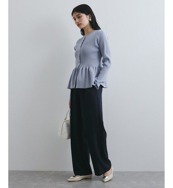 VIS「【前後2WAY】ペプラムカーディガン【アンチピリング/洗える】」|カーディガン|