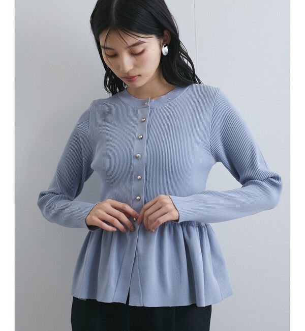 VIS「【前後2WAY】ペプラムカーディガン【アンチピリング/洗える】」|カーディガン|