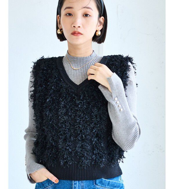 VIS「【2WAY】フリンジニットベスト」|ベスト・ジレ|