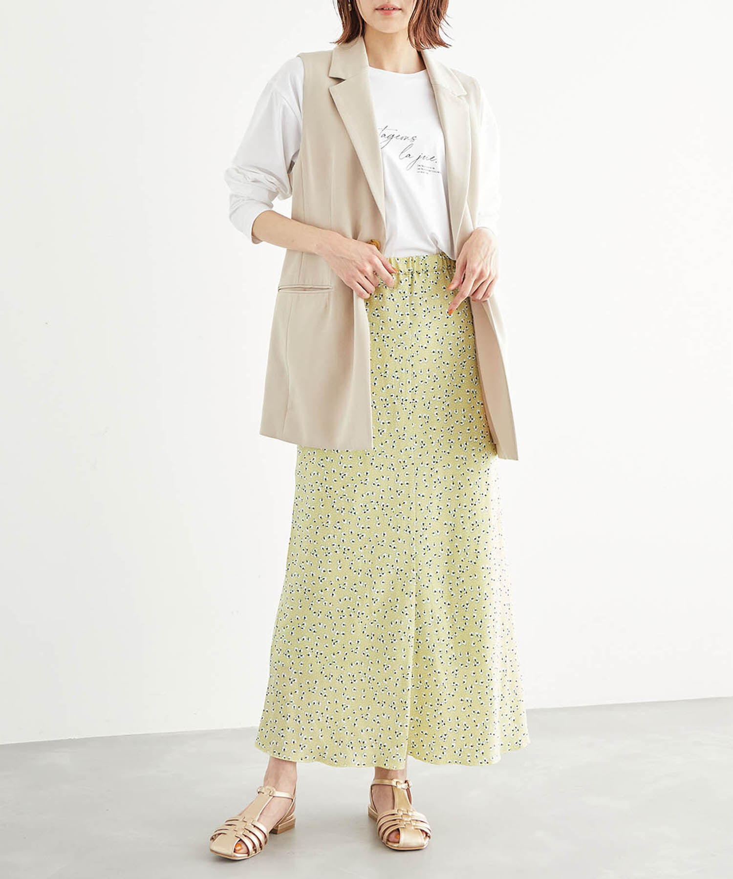 Rope&rsquo;Picnic「【着丈調節の出来る】フラワーマーメイドマキシスカート」|スカート|