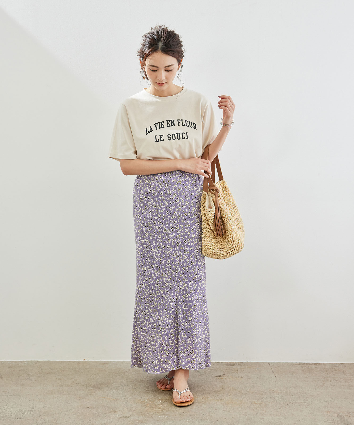 Rope&rsquo;Picnic「【着丈調節の出来る】フラワーマーメイドマキシスカート」|スカート|