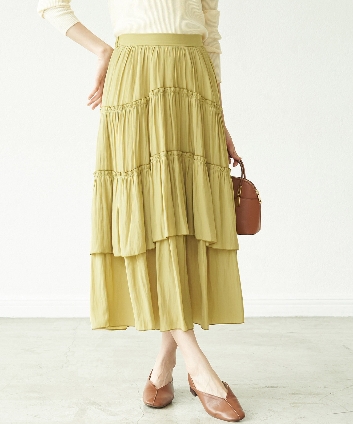 Rope&rsquo;Picnic「ティアードフリルスカート」|スカート|ライトグリーン(33)