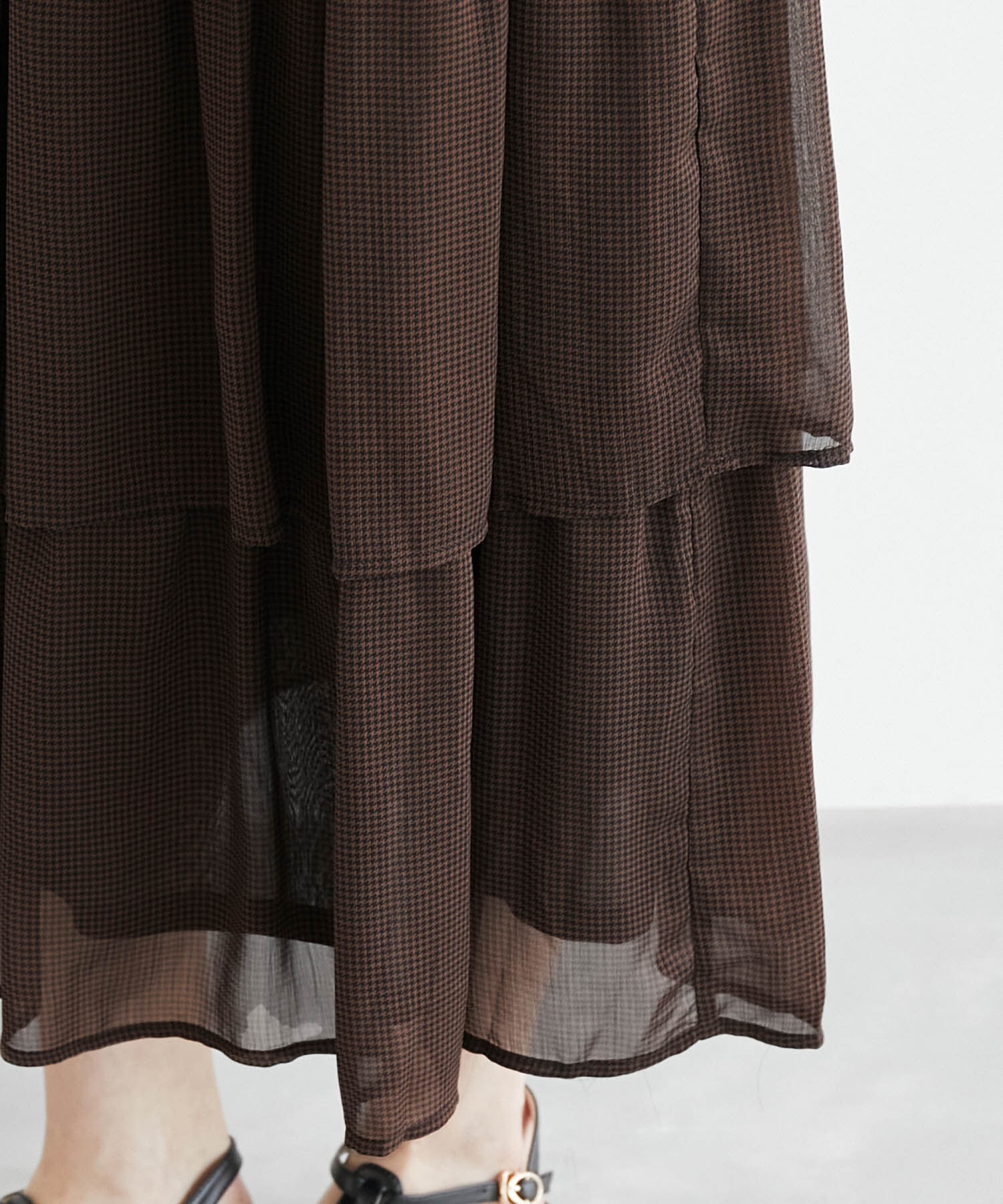 Rope&rsquo;Picnic「セットアップ対応/ガンクラブチェック楊柳シアースカート」|スカート|