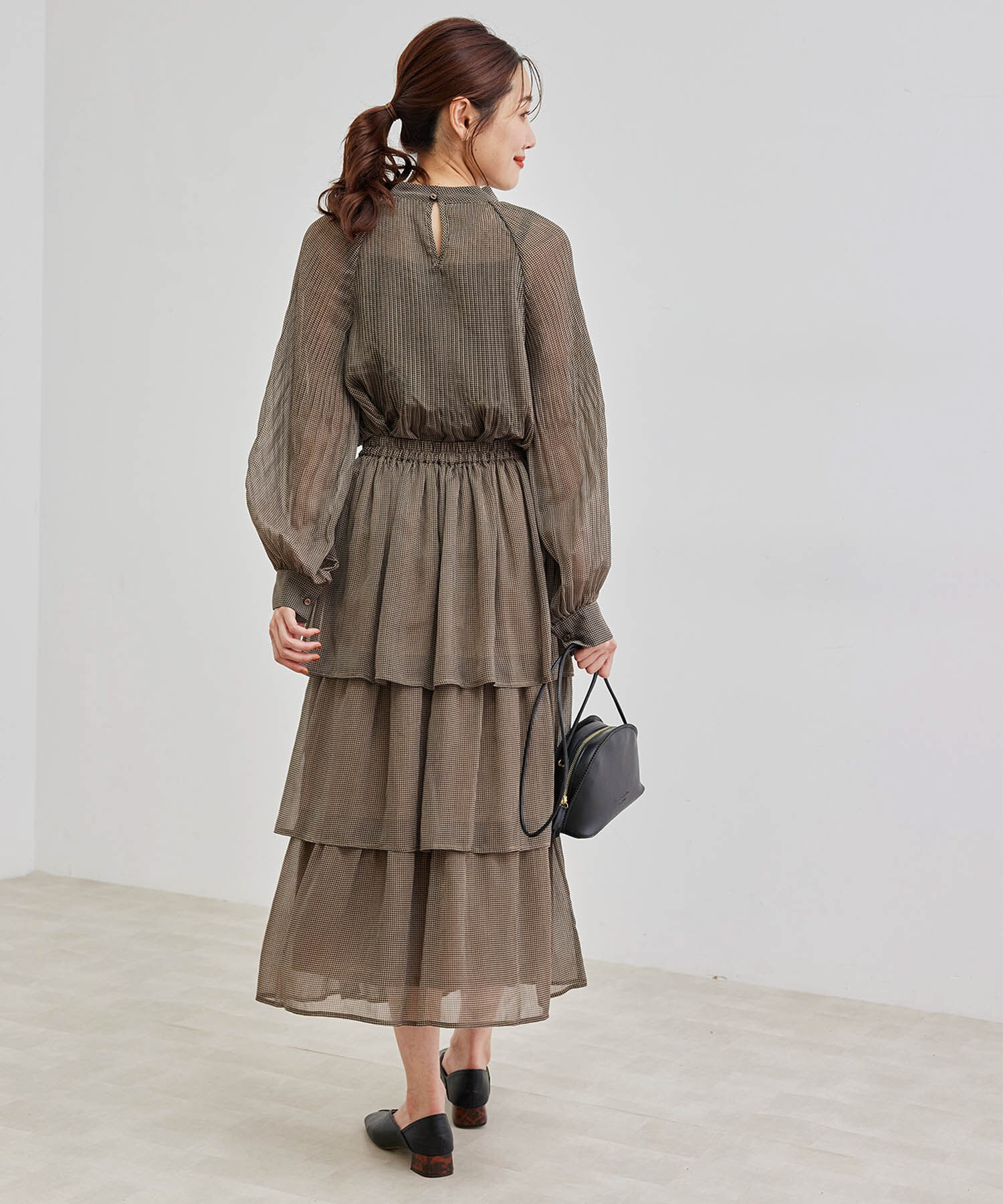 Rope&rsquo;Picnic「セットアップ対応/ガンクラブチェック楊柳シアースカート」|スカート|