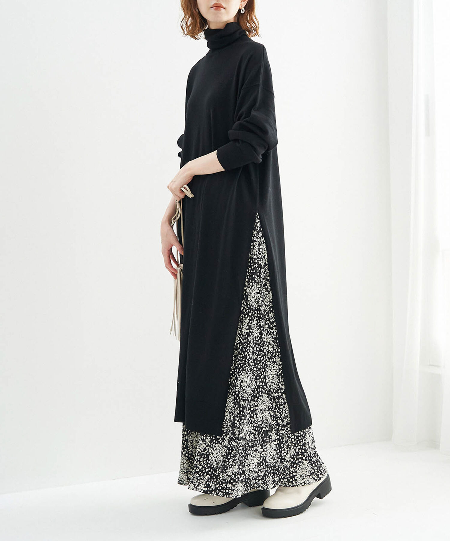 Rope&rsquo;Picnic「【人気ブロガーAkaneさんコラボ】【emur】サイドスリットロングニットワンピース」|ワンピース|