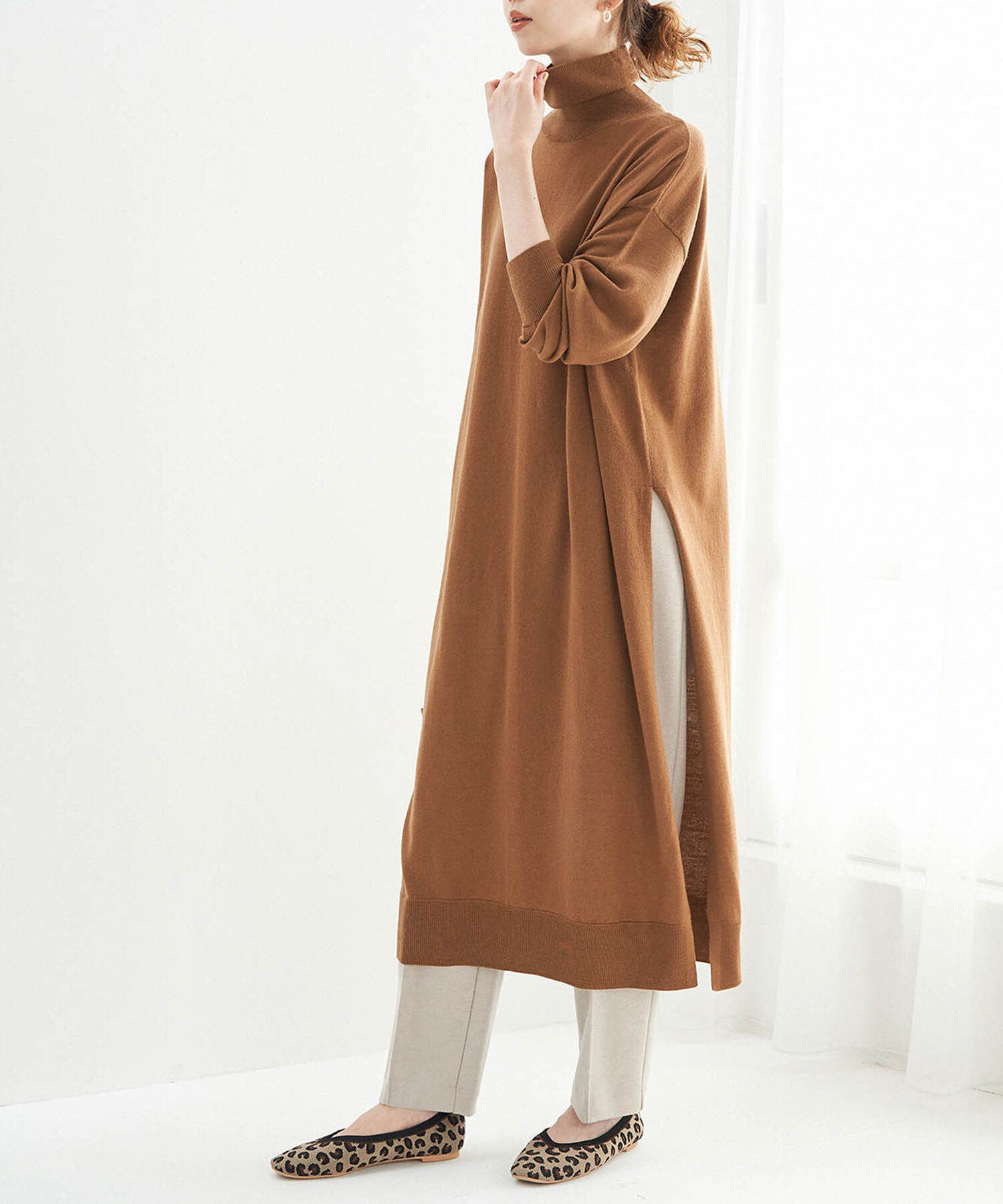 Rope&rsquo;Picnic「【人気ブロガーAkaneさんコラボ】【emur】サイドスリットロングニットワンピース」|ワンピース|