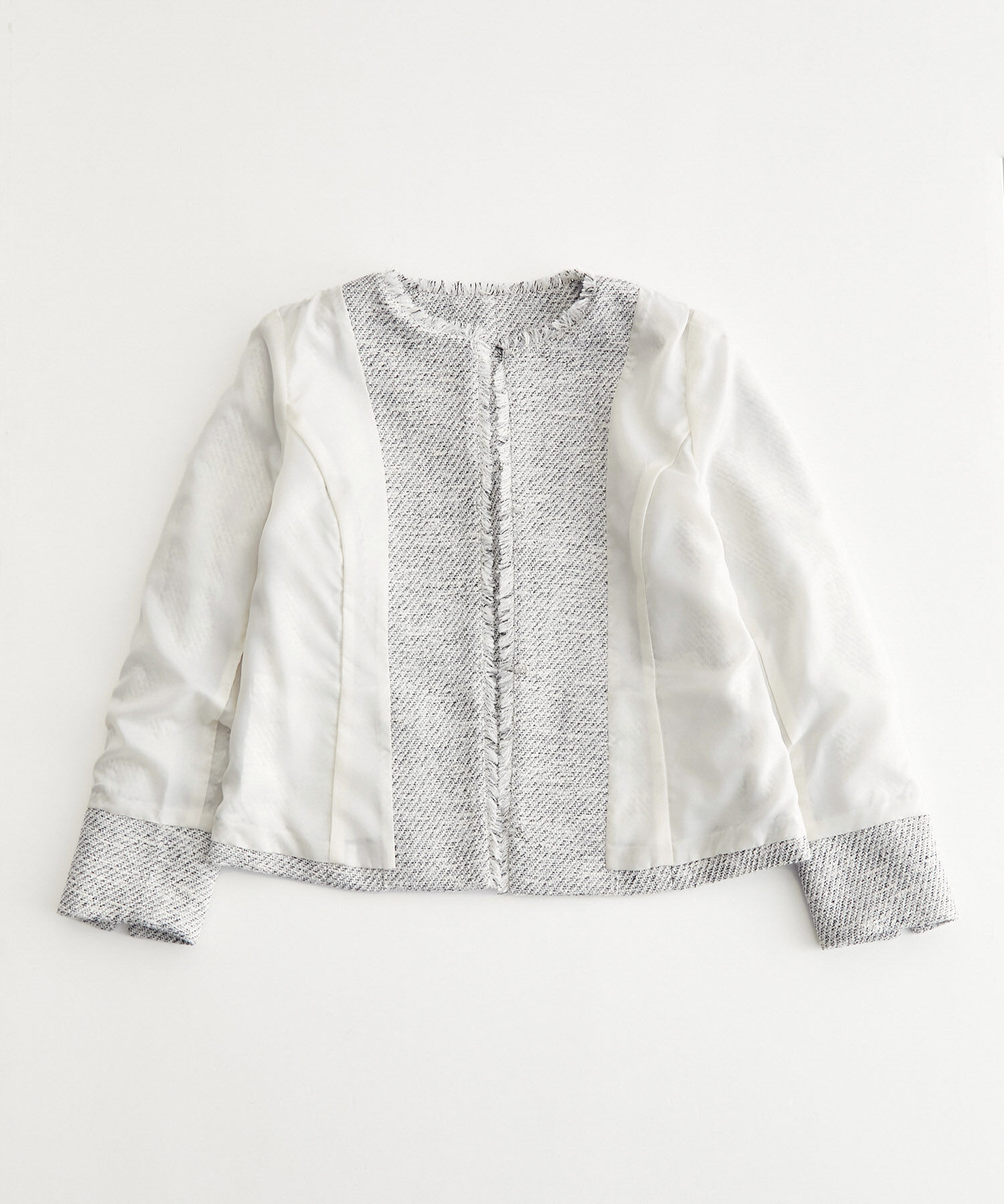 Rope&rsquo;Picnic「フリンジノーカラーツイードジャケット」|ノーカラージャケット|