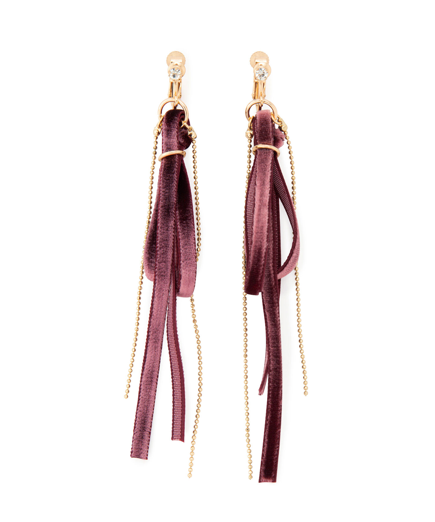 ROPE PICNIC PASSAGE「ベロアリボン&times;チェーンイヤリング」|イヤリング|