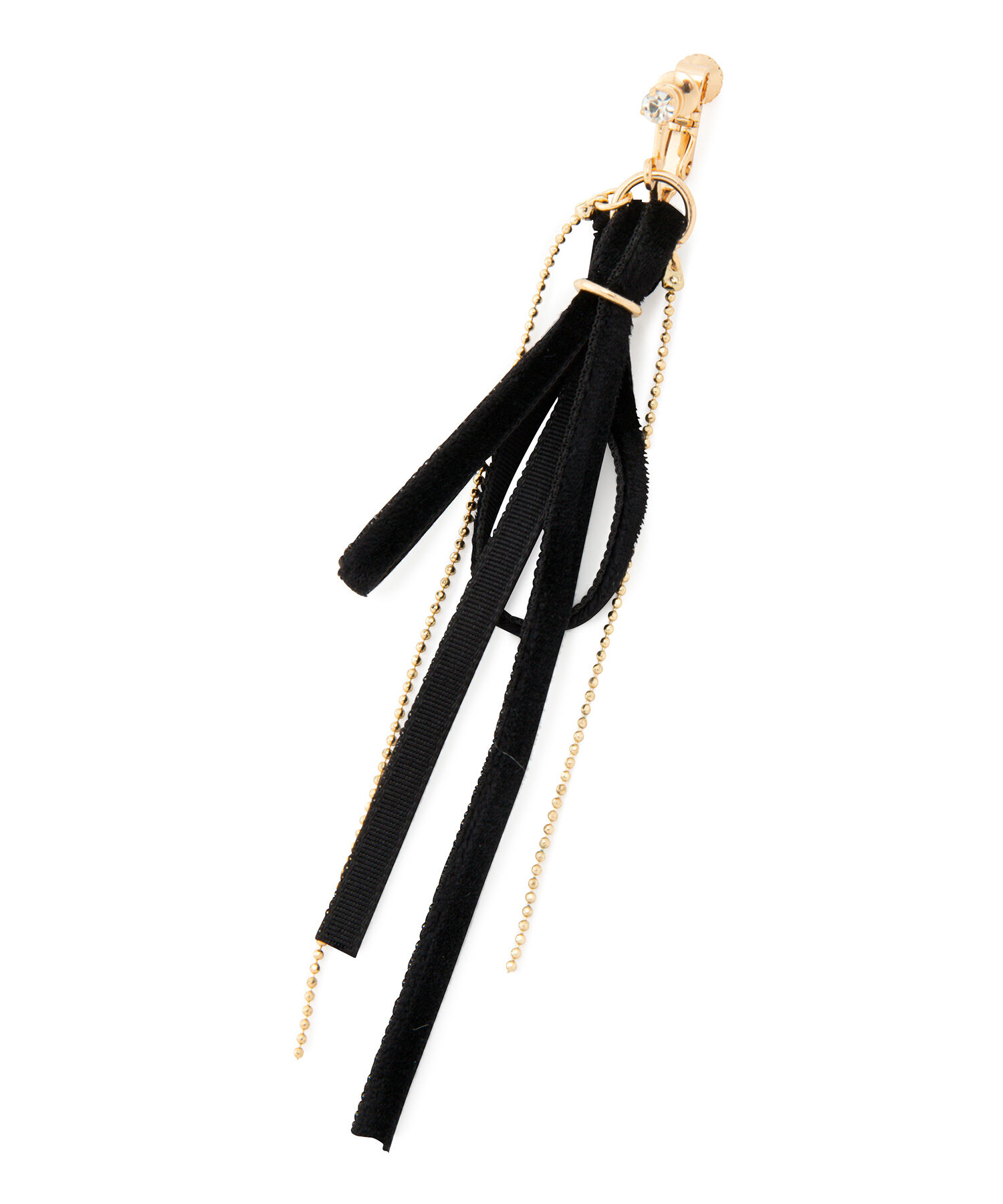 ROPE PICNIC PASSAGE「ベロアリボン&times;チェーンイヤリング」|イヤリング|