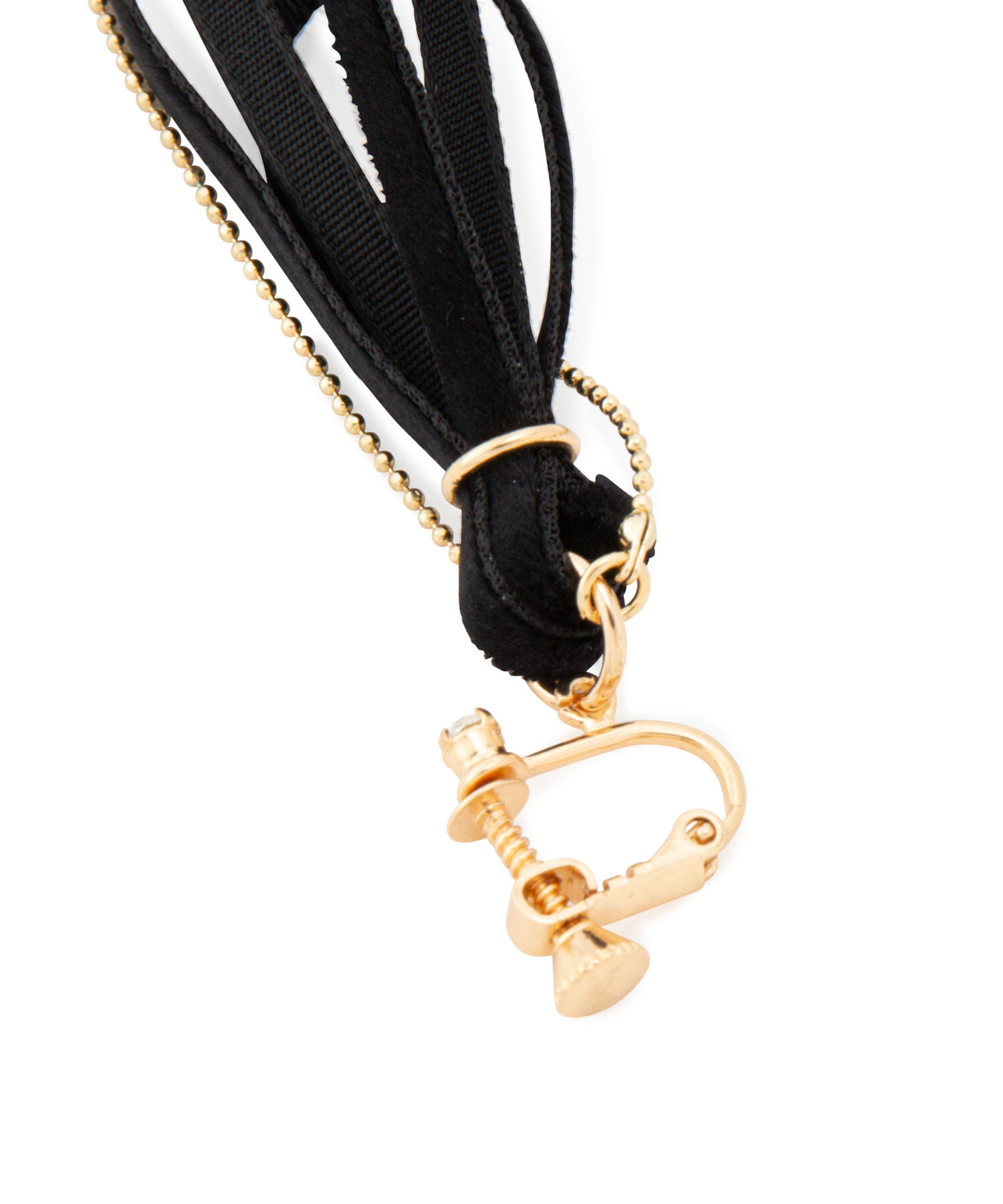 ROPE PICNIC PASSAGE「ベロアリボン&times;チェーンイヤリング」|イヤリング|