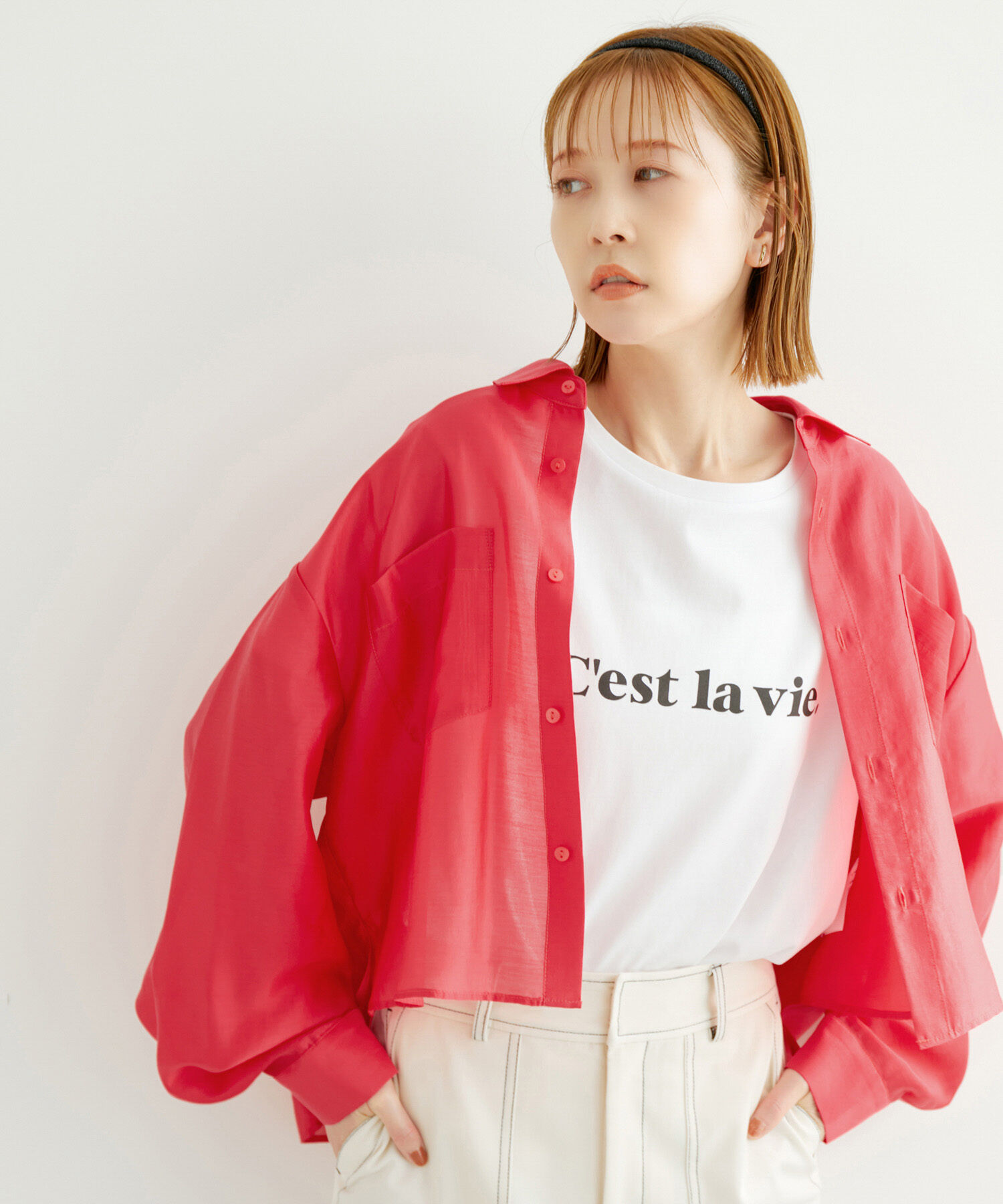 Rope&rsquo;Picnic「【ご好評につき追加生産・新色追加】クロップドシアーシャツ」|シャツ・ブラウス|