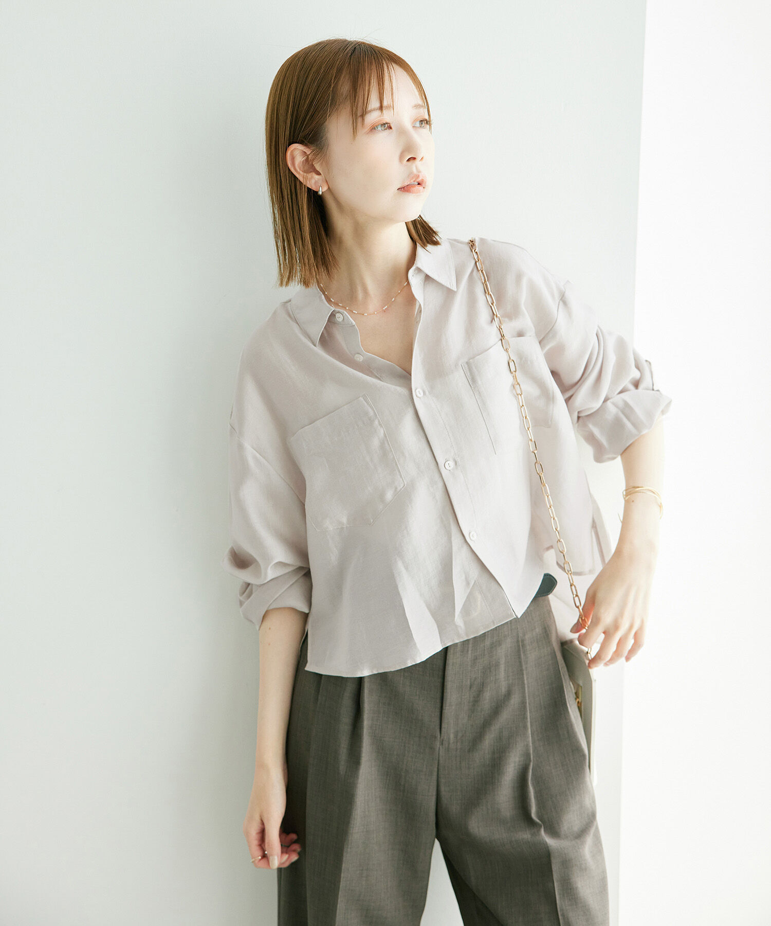 Rope&rsquo;Picnic「【ご好評につき追加生産・新色追加】クロップドシアーシャツ」|シャツ・ブラウス|