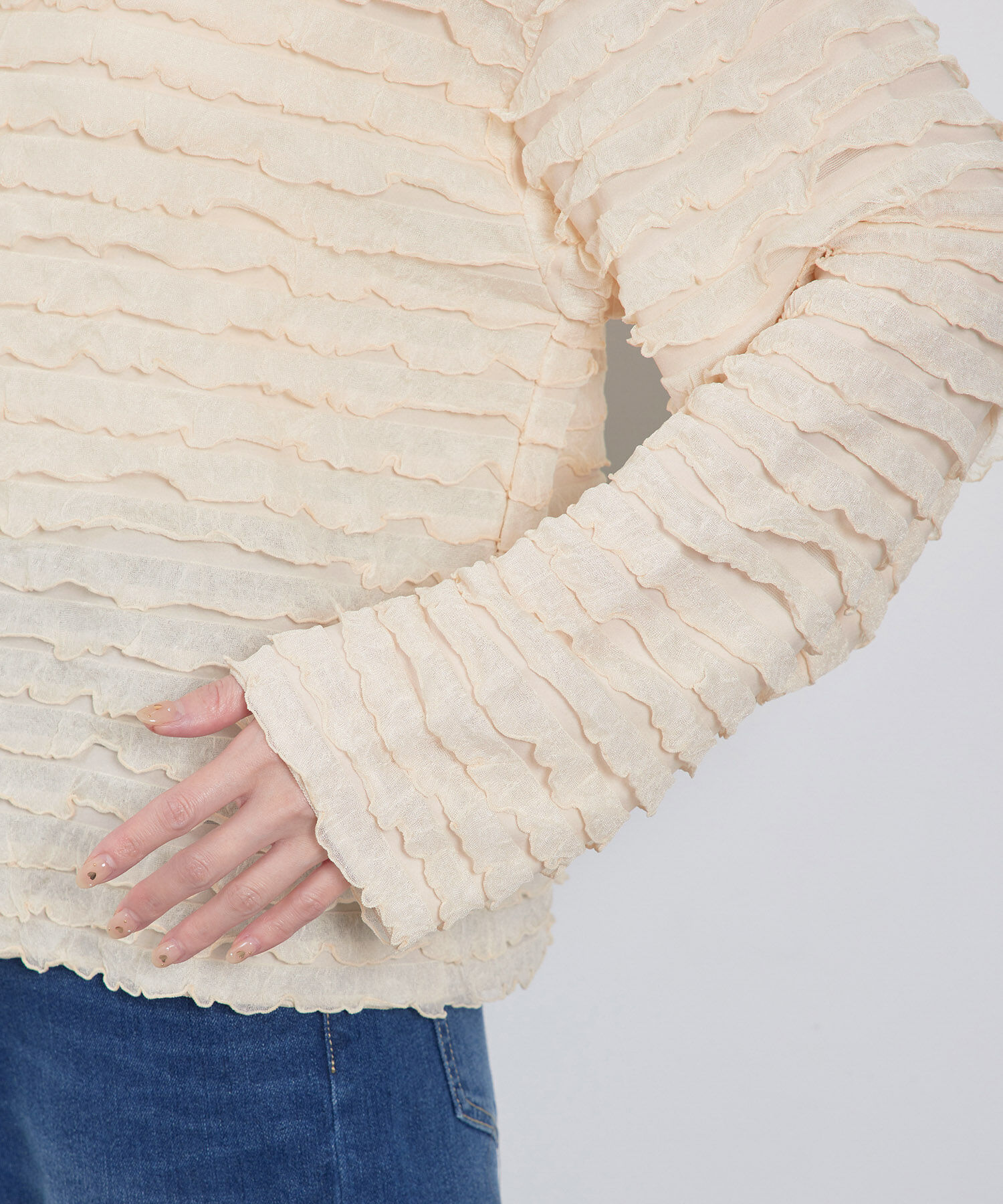 Rope&rsquo;Picnic「フリルジャガードカットソートップス」|Tシャツ・カットソー|