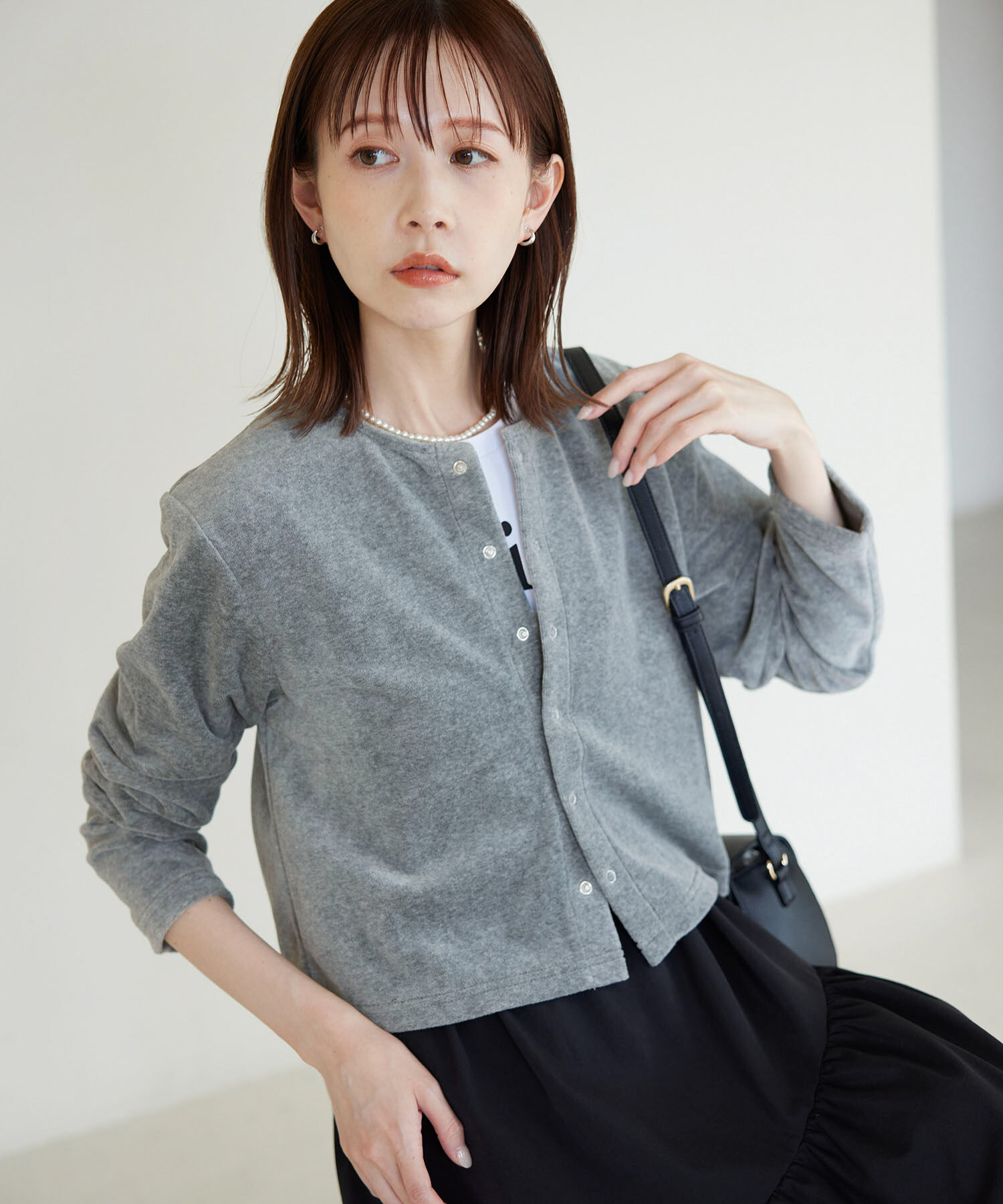 Rope&rsquo;Picnic「パイルクロップドカーディガン」|カーディガン|グレー(07)