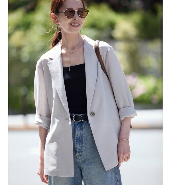 Rope&rsquo;Picnic「【接触冷感・吸水速乾・防シワ】エフォートレスリラックスジャケット/通勤・セットアップ対応」|テーラードジャケット|