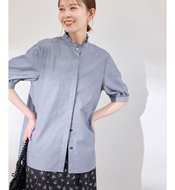 Rope&rsquo;Picnic「【花粉ガード・防シワ】ハーフスリーブフリルシャツ」|シャツ・ブラウス|