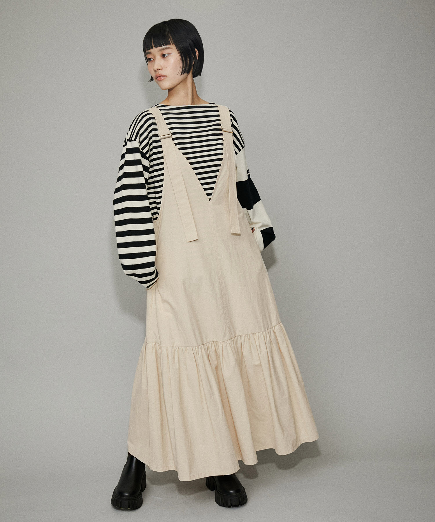 ADAM ET ROPE'「【WEB限定】オーバーオールジャンパースカート」|ジャンパースカート|